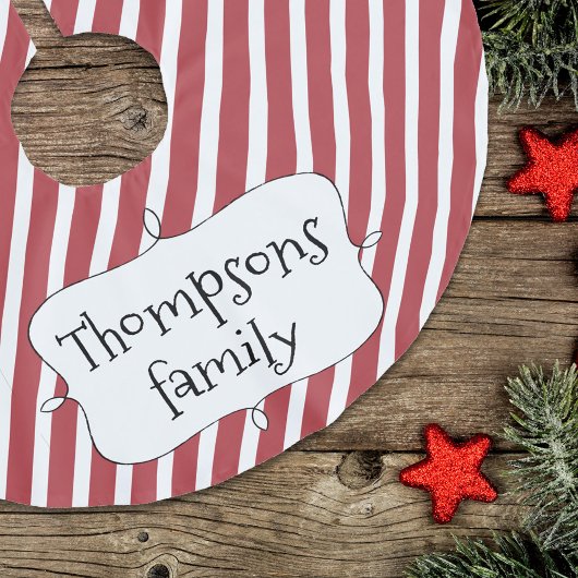 Rode Gestreepte Schattigee Kerst Gepersonaliseerd Kerstboom Rok