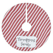 Rode Gestreepte Schattigee Kerst Gepersonaliseerd Kerstboom Rok (Voorkant)
