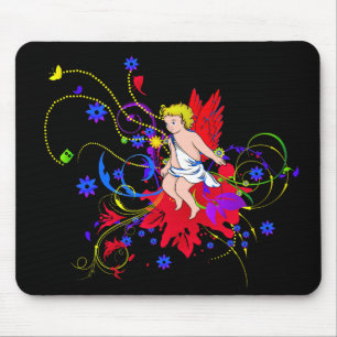 Rode gevleugelde faerie (fee) muismat