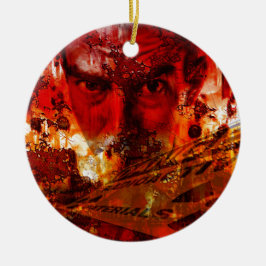 Rode Gezicht Graffiti Keramisch Ornament