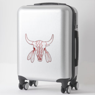 Rode Ghost Dance Buffalo rode lijn contour sticker