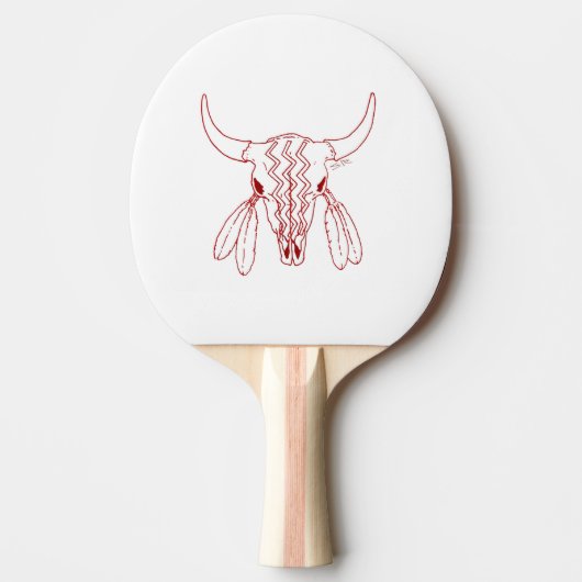Rode Ghost Dance Buffalo witte pingpongbat Tafeltennisbatje (Voorkant)