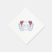 Rode Ginger Jar Monogram Crest Kerstmis Bruiloft Servet (Hoek)