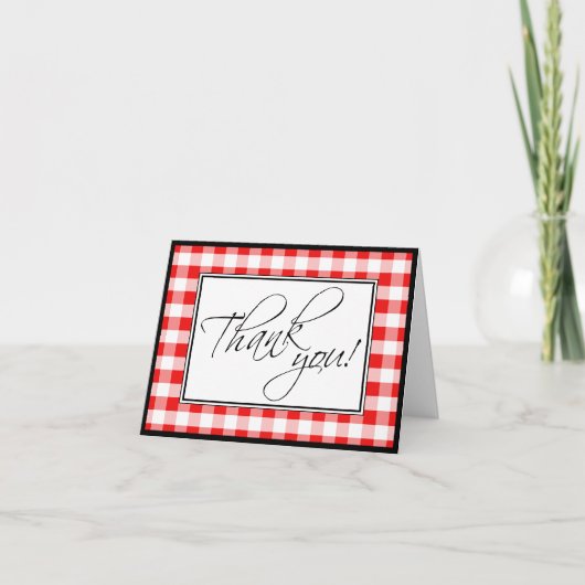 Rode Gingham aangepaste bedankkaart (Voorkant)
