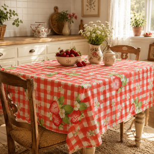 Rode Gingham Aardbeien Cottagecore Boerderijstijl Tafelkleed