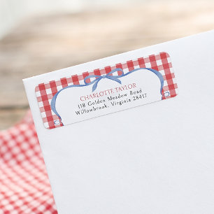 Rode Gingham All American Retouradres Etiket