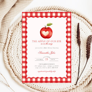 Rode Gingham Apple of Our Eye Baby Shower Kaart