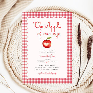 Rode Gingham Apple of Our Eye Baby Shower Kaart