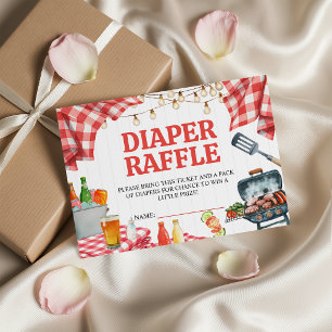 Rode Gingham Baby-Q Luier Raffle Ticket Informatiekaartje