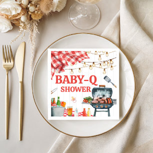 Rode Gingham BBQ Baby Shower Servetten