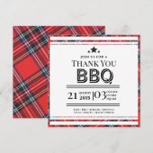 Rode Gingham BBQ-feest Bedankkaart (Voorkant / Achterkant)