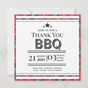 Rode Gingham BBQ-feest Bedankkaart
