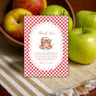 Rode Gingham Bloem Oogst Appel Baby Shower Bedankkaart