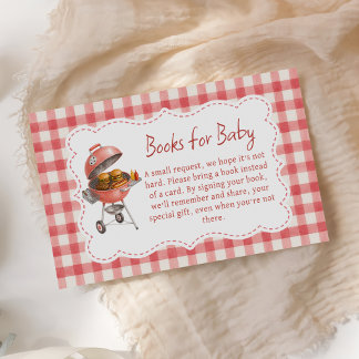 Rode Gingham Burger BBQ Baby Shower Boeken Voor Ba Informatiekaartje