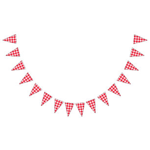 Rode Gingham Country Bruiloft Vlaggetjes