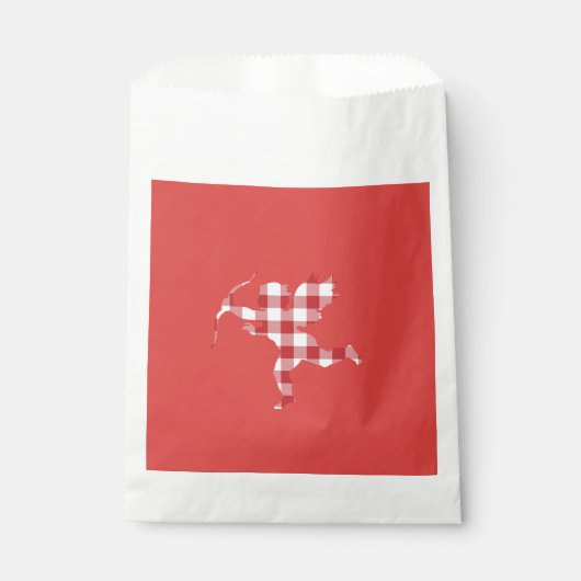 Rode Gingham Cupid Bedankzakje (Voorkant)