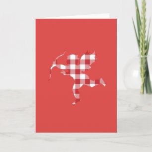 Rode Gingham Cupid Feestdagen Kaart