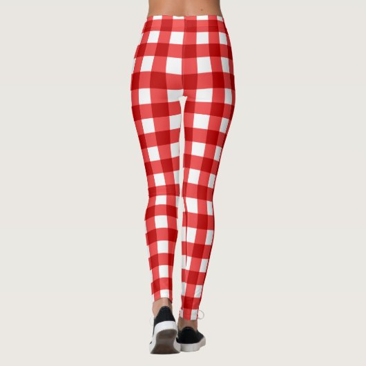 Rode Gingham en geruite patroon Leggings (Achterkant)
