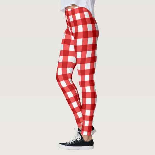 Rode Gingham en geruite patroon Leggings (Links)