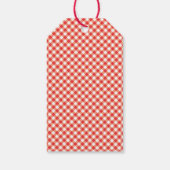 Rode Gingham en Lichten Schoolbord Verlovingsfeest Cadeaulabel (Achterkant)