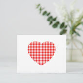 Rode Gingham Hart Briefkaart (Staand voorkant)