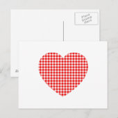 Rode Gingham Hart Briefkaart (Voorkant / Achterkant)