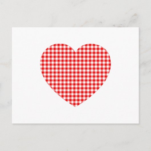 Rode Gingham Hart Briefkaart (Voorkant)