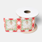 Rode Gingham Kerstmis Custom Foto Lint (Spoel)