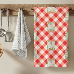 Rode Gingham Kerstmis Custom Foto Theedoek