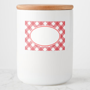 Rode Gingham Keukenlabels Voedselcontainer Etiket