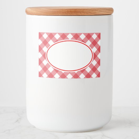 Rode Gingham Keukenlabels Voedselcontainer Etiket (Voorkant)