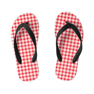 Rode Gingham Kinder Teenslippers
