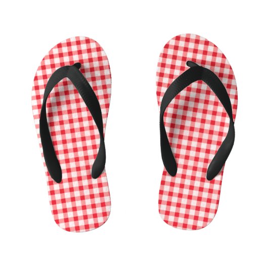 Rode Gingham Kinder Teenslippers (Voetbed)