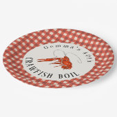 Rode Gingham Kreeft Kookfeest Zeevruchtenfeest Pap Papieren Bordje (Gekanteld)
