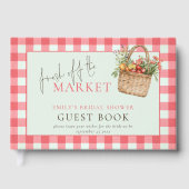 Rode Gingham Net van de Markt Bruidsfeest Gastenboek (Voorkant)