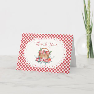 Rode Gingham Oogappel Baby Shower Bedankkaart