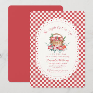 Rode Gingham Oogappel Baby Shower  Kaart