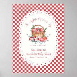 Rode Gingham Oogst Appel Baby Shower Welkom Poster
