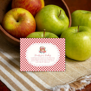 Rode Gingham Oogst Appel Boeken Voor Baby Shower Informatiekaartje