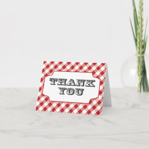 Rode Gingham Patronen Bedankkaartjes Bedankkaart
