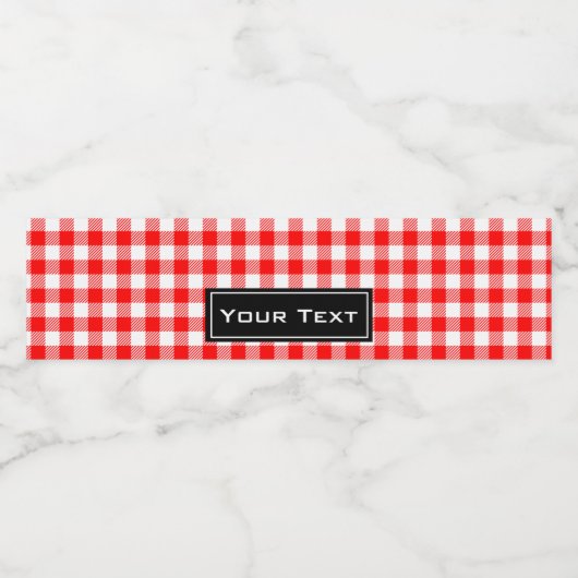 Rode gingham picknick tafelkleed print waterfles etiket (Enkel label)
