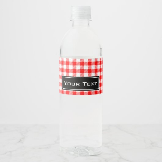 Rode gingham picknick tafelkleed print waterfles etiket