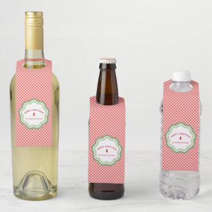 Rode Gingham Prettig Kerst Persoonlijk Flessenhanger