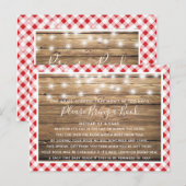 Rode Gingham Rustieke Houten Baby Shower Boekkaart Uitnodiging Briefkaart (Voorkant / Achterkant)