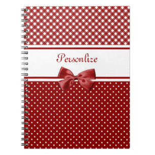Rode Gingham Strik Naam Notitieboek