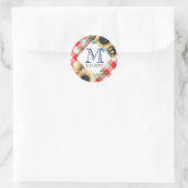 Rode Gingham Sunflower Bedankt Ronde Sticker (Tas)