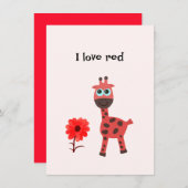 Rode giraffe Platte Vakantie Kaart (Voorkant / Achterkant)