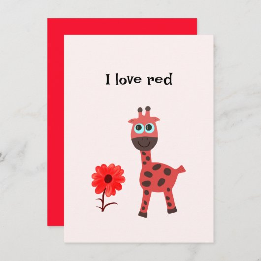 Rode giraffe Platte Vakantie Kaart (Voorkant / Achterkant)