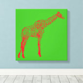 Rode Giraffe Stencil Canvas Afdruk (Insitu (Houten vloer))