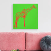Rode Giraffe Stencil Canvas Afdruk (Insitu (Woonkamer))